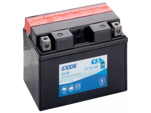 Exide ET12A-BS 12v 9.5 AGM Motorcycle Battery (YT12ABS) Exide ET12A-BS 12v 9.5 AGM Motorcycle Battery (YT12ABS)