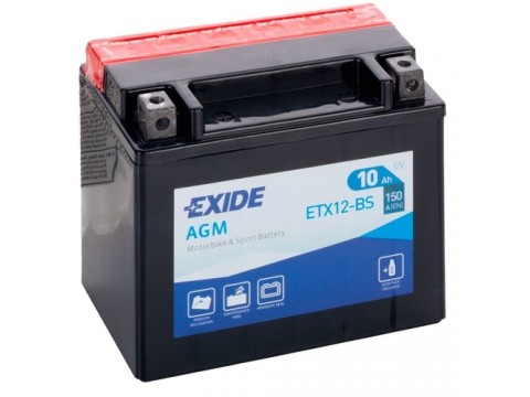 Exide ETX12-BS 12v 10Ah AGM Motorcycle Battery (YTX12BS) Exide ETX12-BS 12v 10Ah AGM Motorcycle Battery (YTX12BS)