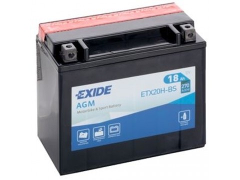 Exide ETX20H-BS 12v 18Ah AGM Motorcycle Battery (YTX20HBS)