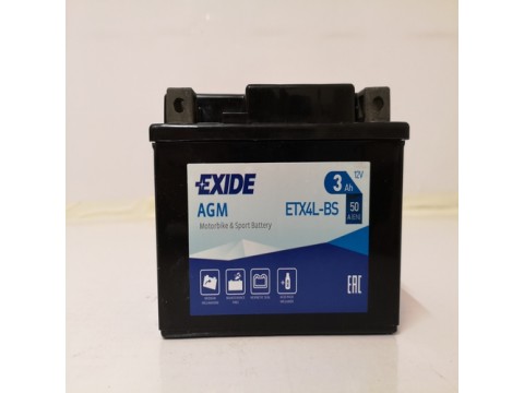 Exide ETX4L-BS 12v 3Ah AGM Motorcycle Battery (YTX4LBS) (ETX4LBS) Exide ETX4L-BS 12v 3Ah AGM Motorcycle Battery (YTX4LBS) (ETX4LBS)