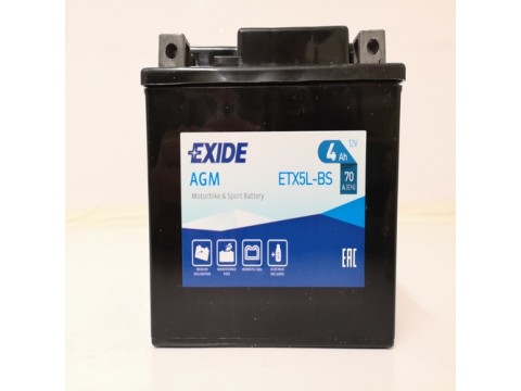 Exide ETX5L-BS 12v 4Ah AGM Motorcycle Battery (YTX5LBS) (ETX5LBS) Exide ETX5L-BS 12v 4Ah AGM Motorcycle Battery (YTX5LBS) (ETX5LBS)