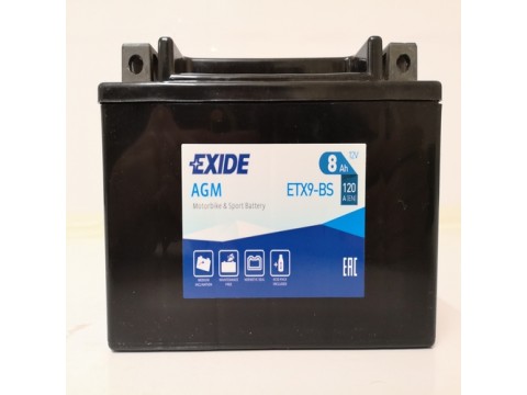 Exide ETX9-BS 12v 8Ah AGM Motorcycle Battery (YTX9BS) (ETX9BS) Exide ETX9-BS 12v 8Ah AGM Motorcycle Battery (YTX9BS) (ETX9BS)